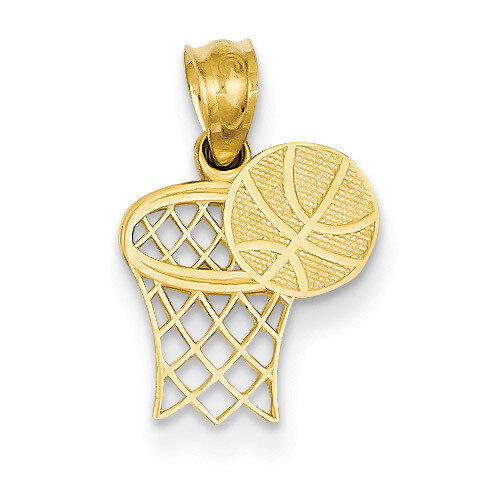 Basketball & Hoop Pendant 14k Gold YC1059