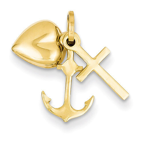 Heart Cross and Anchor Charm 14k Gold YC1067