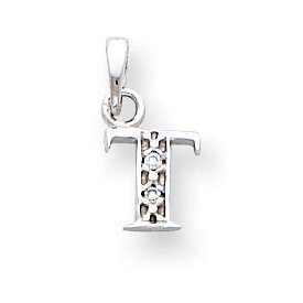Polished .01ct Diamond Initial T Charm 14k White Gold YC251T, MPN: YC251T, 883957323770