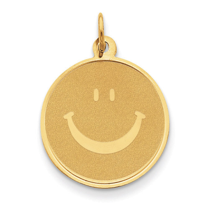 Smiley Face Pendant 14k Gold Solid Polished YC285