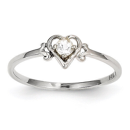 April Birthstone Heart Ring 14k White Gold Genuine YC415