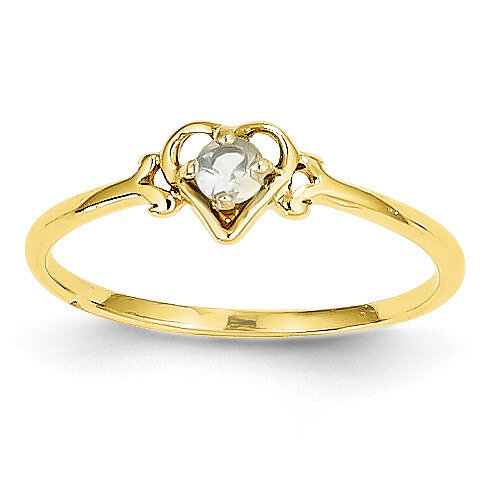 Genuine March Birthstone Heart Ring 14k Gold YC426