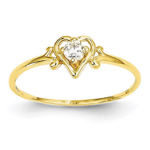 Genuine April Birthstone Heart Ring 14k Gold YC427