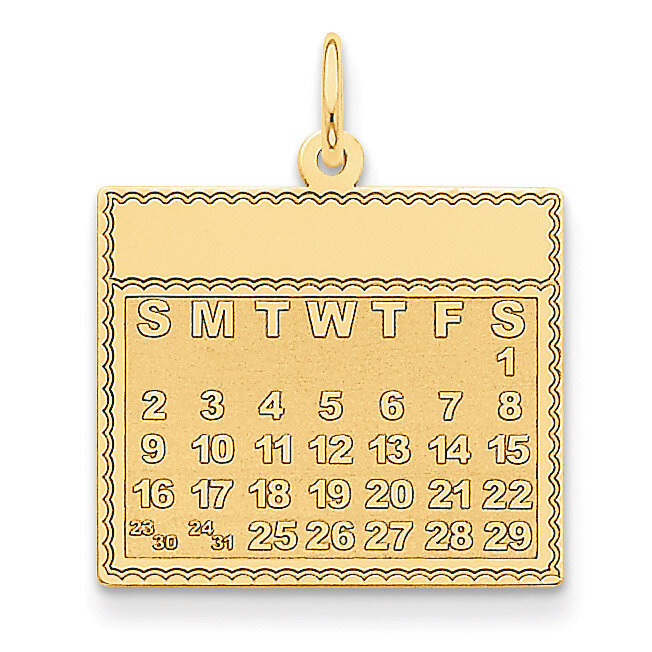 Saturday the First Day Calendar Pendant 14k Gold YC467