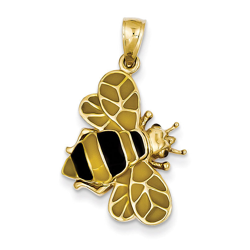 Enameled Bumblebee Pendant 14k Gold YC576