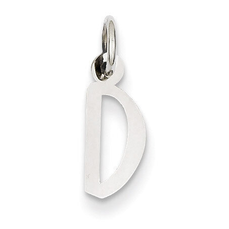 Small Slanted Block Initial D Charm 14k White Gold YC645D
