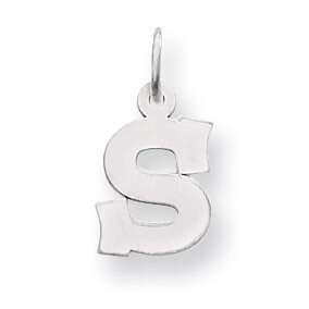 Small Block Initial S Charm 14k White Gold YC665S