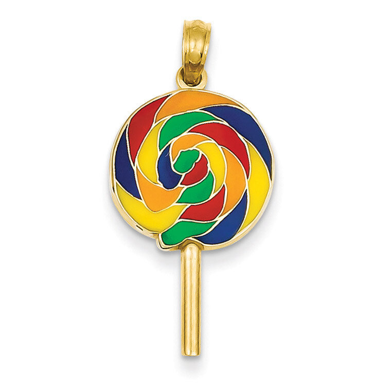 Enameled Lollipop Pendant 14k Gold YC879