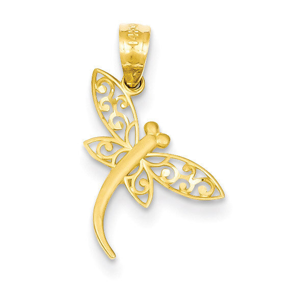 Satin Diamond-cut Dragonfly Pendant 14k Gold YC951