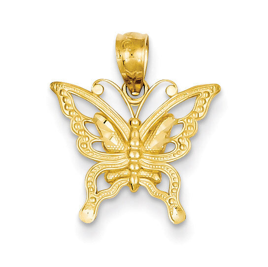 Butterfly Pendant 14k Gold Diamond-cut YC966