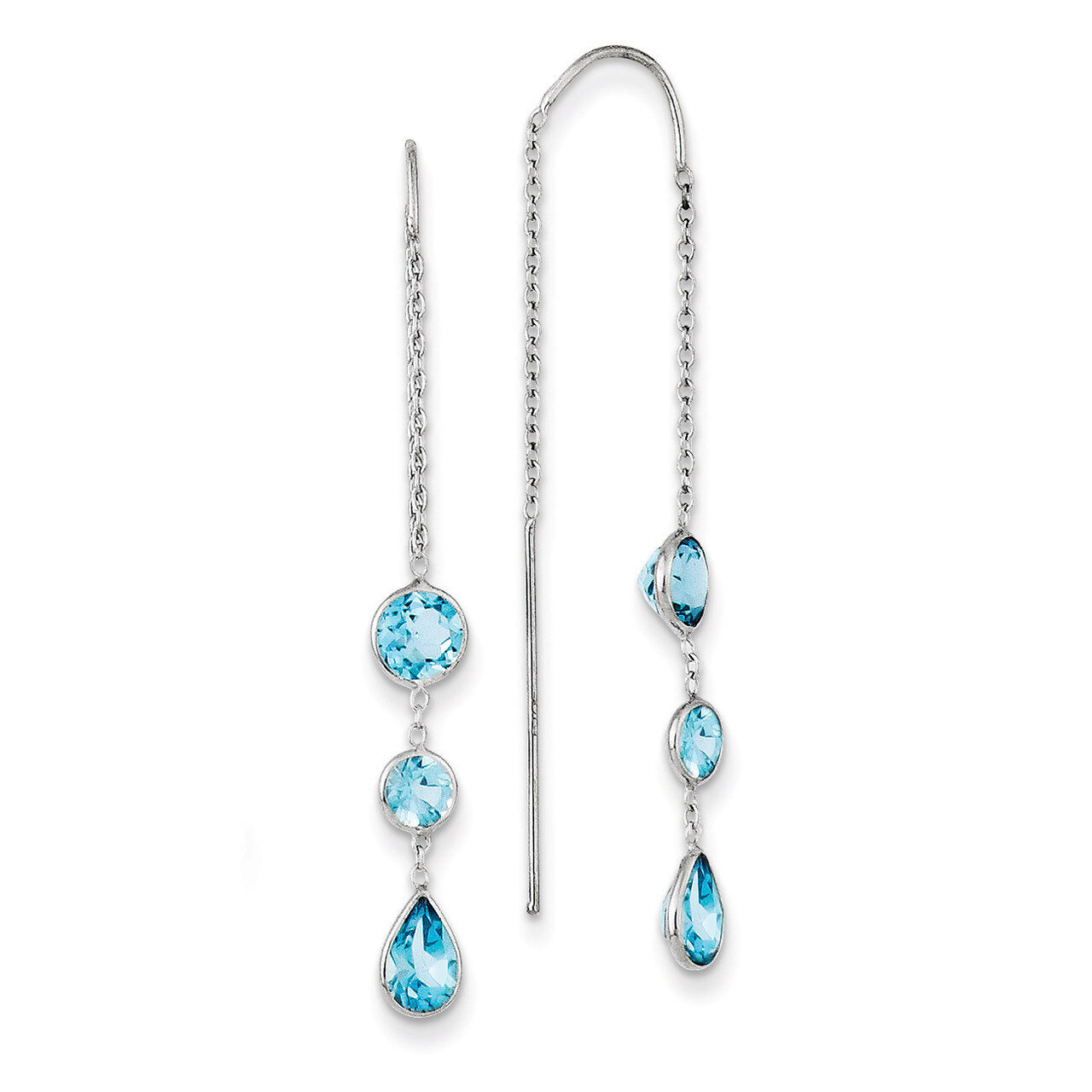 Blue Topaz Dangle U Wire Earrings 14k White Gold YE1048, MPN: YE1048, 191101635236