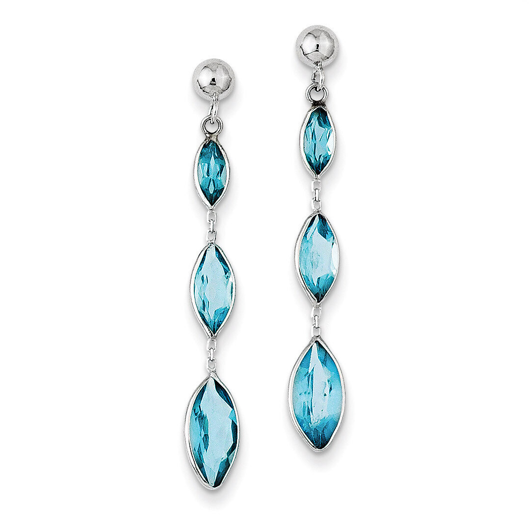 Blue Topaz Post Earrings 14k White Gold YE1378