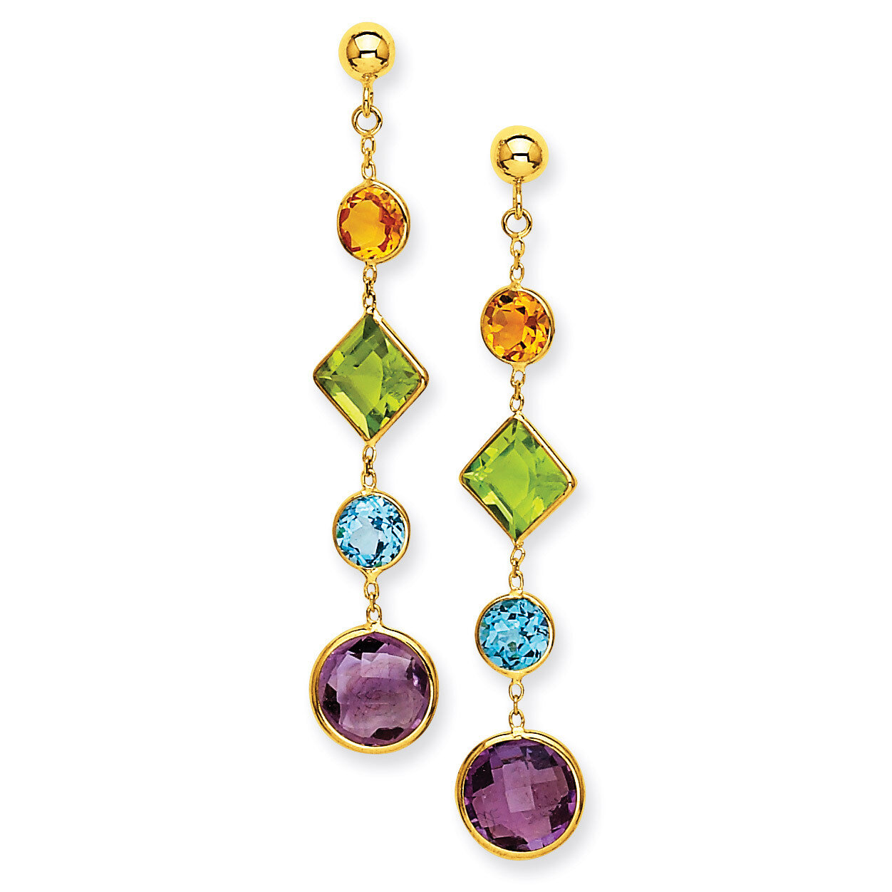 Muti-Gemstone Post Earrings 14k Gold YE1383, MPN: YE1383, 886774671154