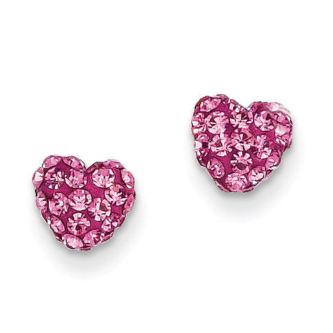 Crystal 6mm Heart Post Earrings 14k Rose Gold YE1616