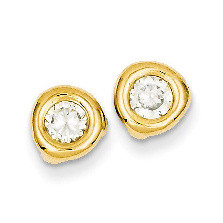Synthetic Diamond Fancy Post Earrings 14k Gold Polished YE172