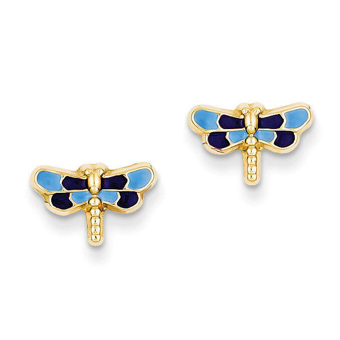 Enameled Dragonfly Earrings 14k Gold YE591
