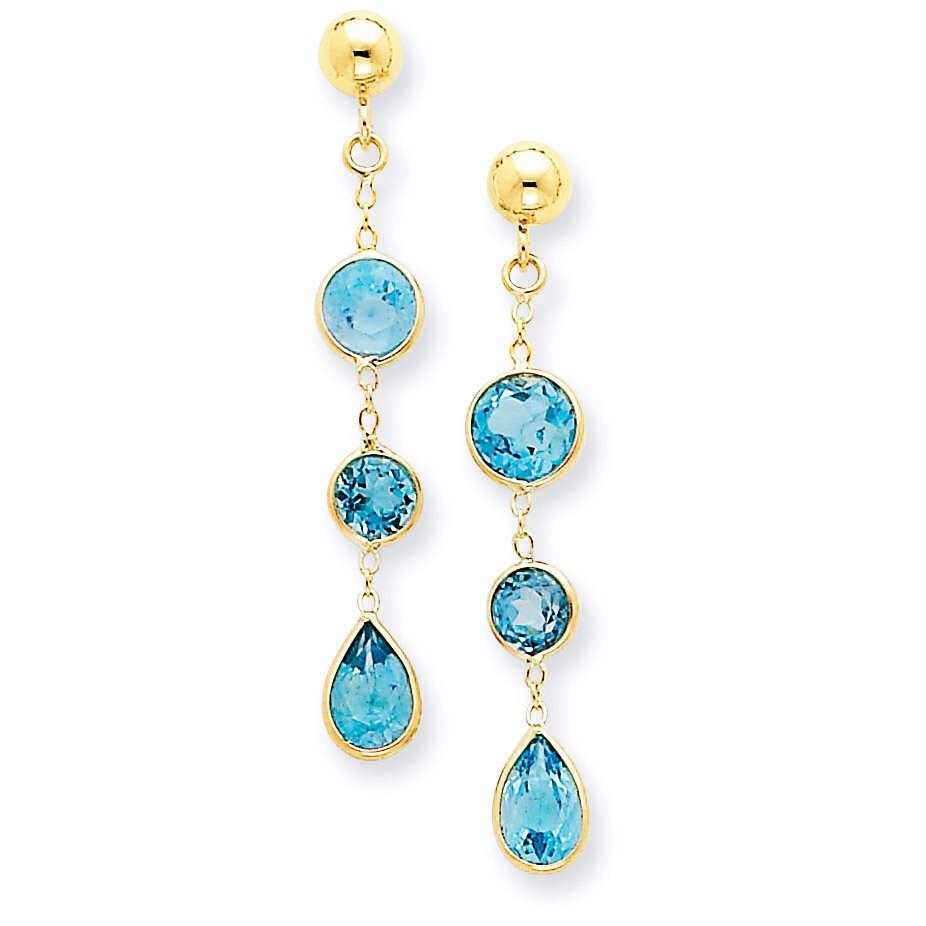 Blue Topaz Gemstone Dangle Earrings 14k Gold YE876