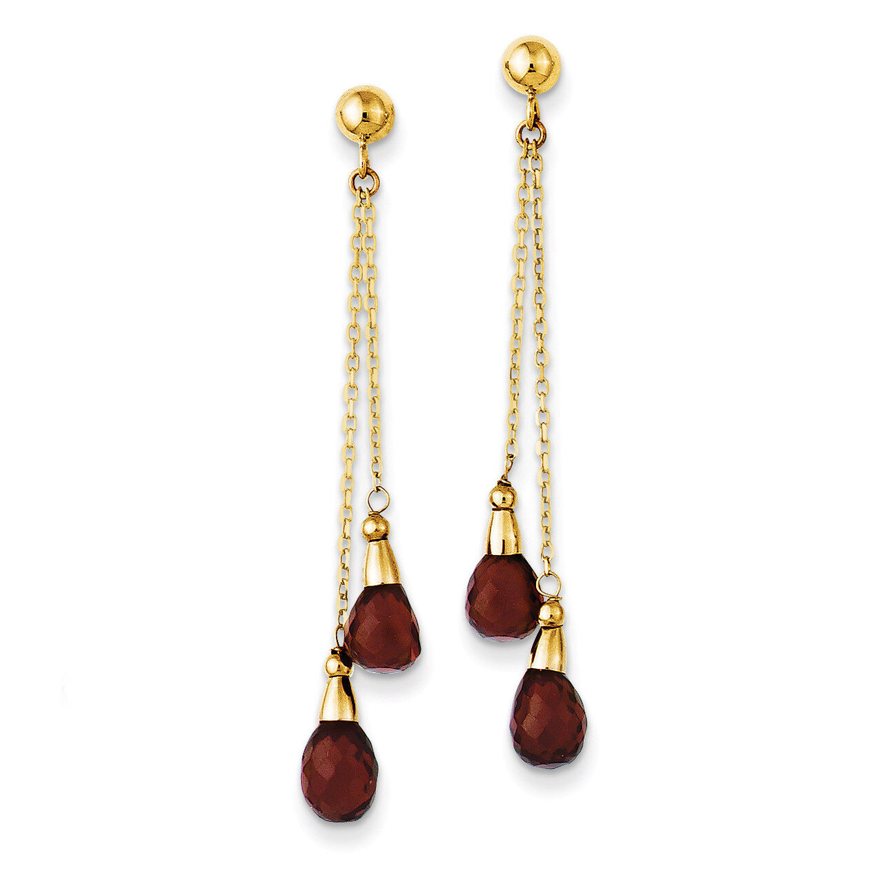 Garnet Dangle Earrings 14k Gold YE895