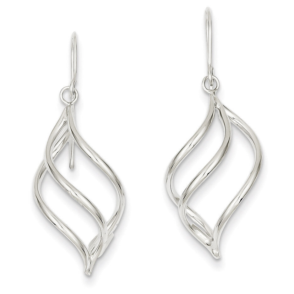 Swirl Dangle Earrings 14k White Gold Z1155