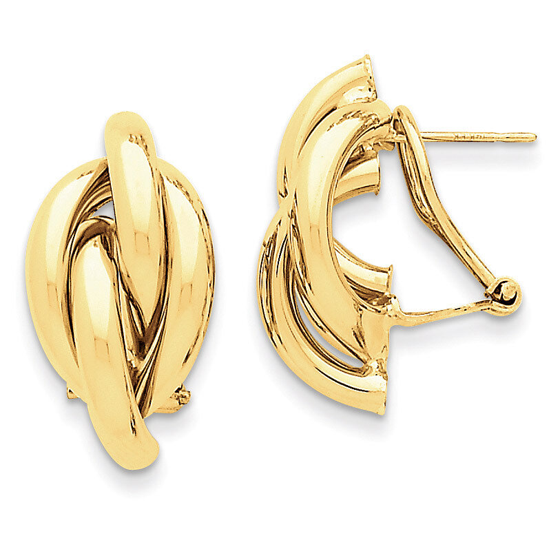 Swirl Omega Back Post Earrings 14k Gold Z1163