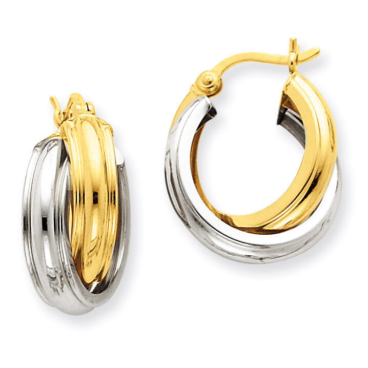 Polished Double Hoop Earrings 14k Two-Tone Gold Z759
