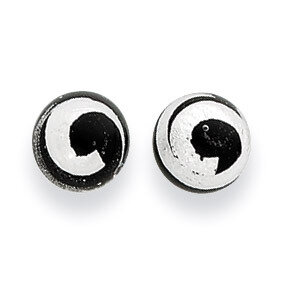 Black & Silver Color Murano Glass Earrings Sterling Silver MUR72