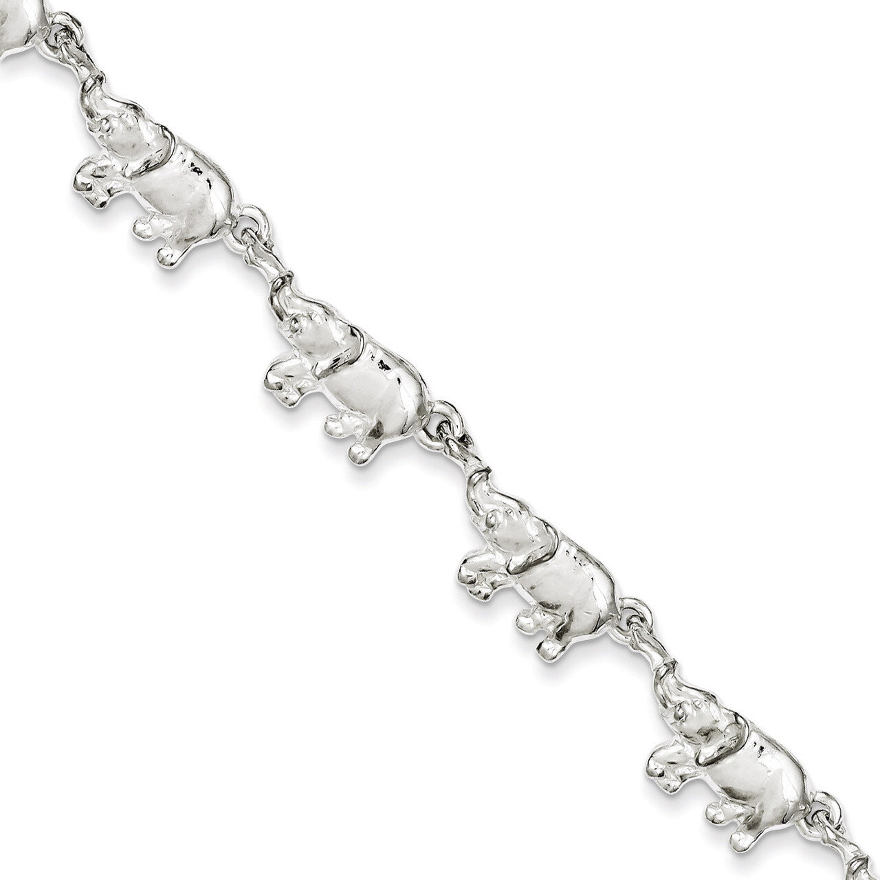 7 Inch Elephants Bracelet Sterling Silver QA1-7, MPN: QA1-7, 883957902685