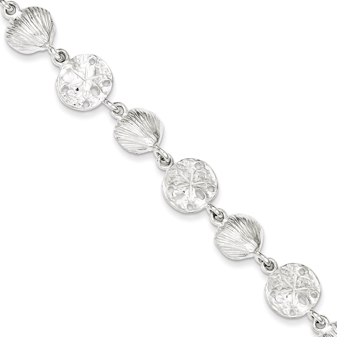 7 Inch Seashells &amp; Sand Dollars Bracelet Sterling Silver QA31-7, MPN: QA31-7, 883957902791
