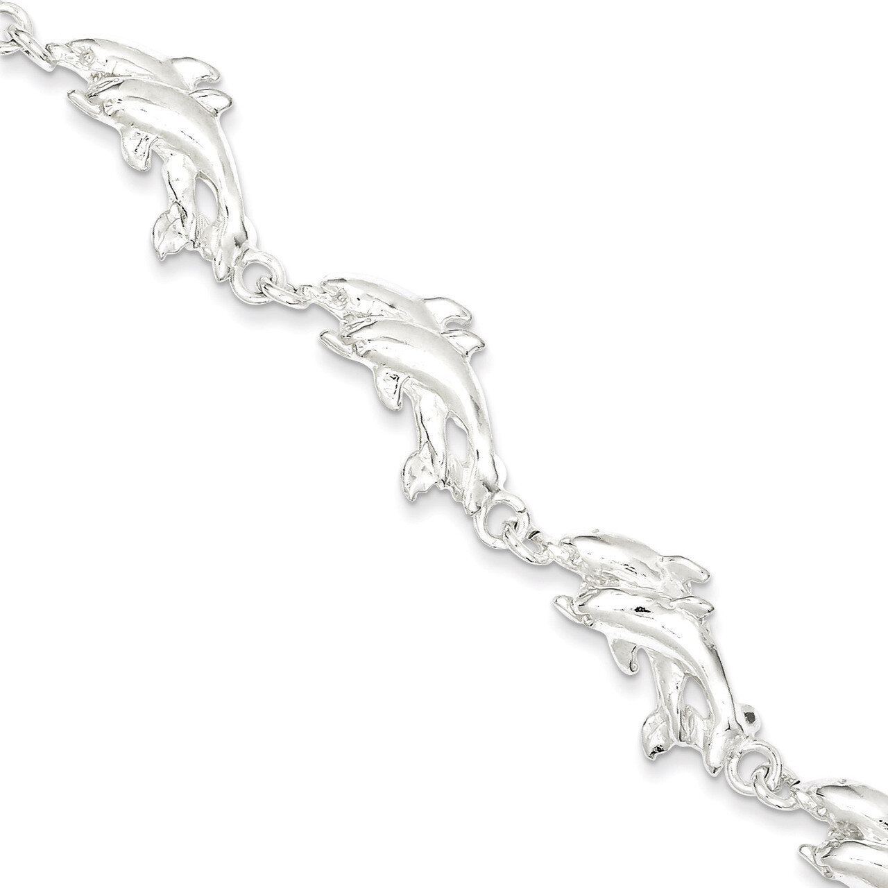 7 Inch Dolphins Bracelet Sterling Silver QA37-7, MPN: QA37-7, 883957902869
