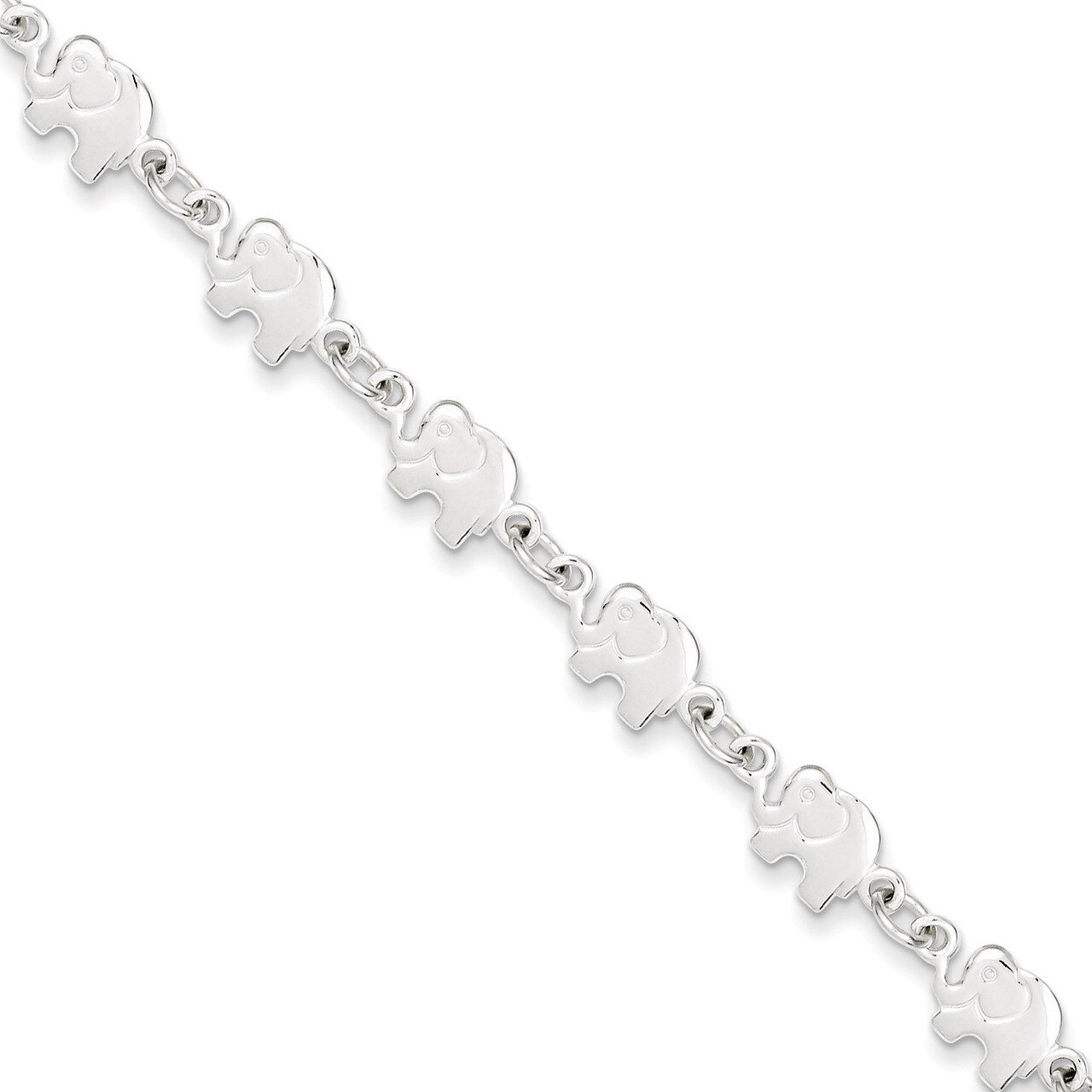 7.5 Inch Elephant Bracelet Sterling Silver Polished QA70-7.5, MPN: QA70-7.5, 883957572826