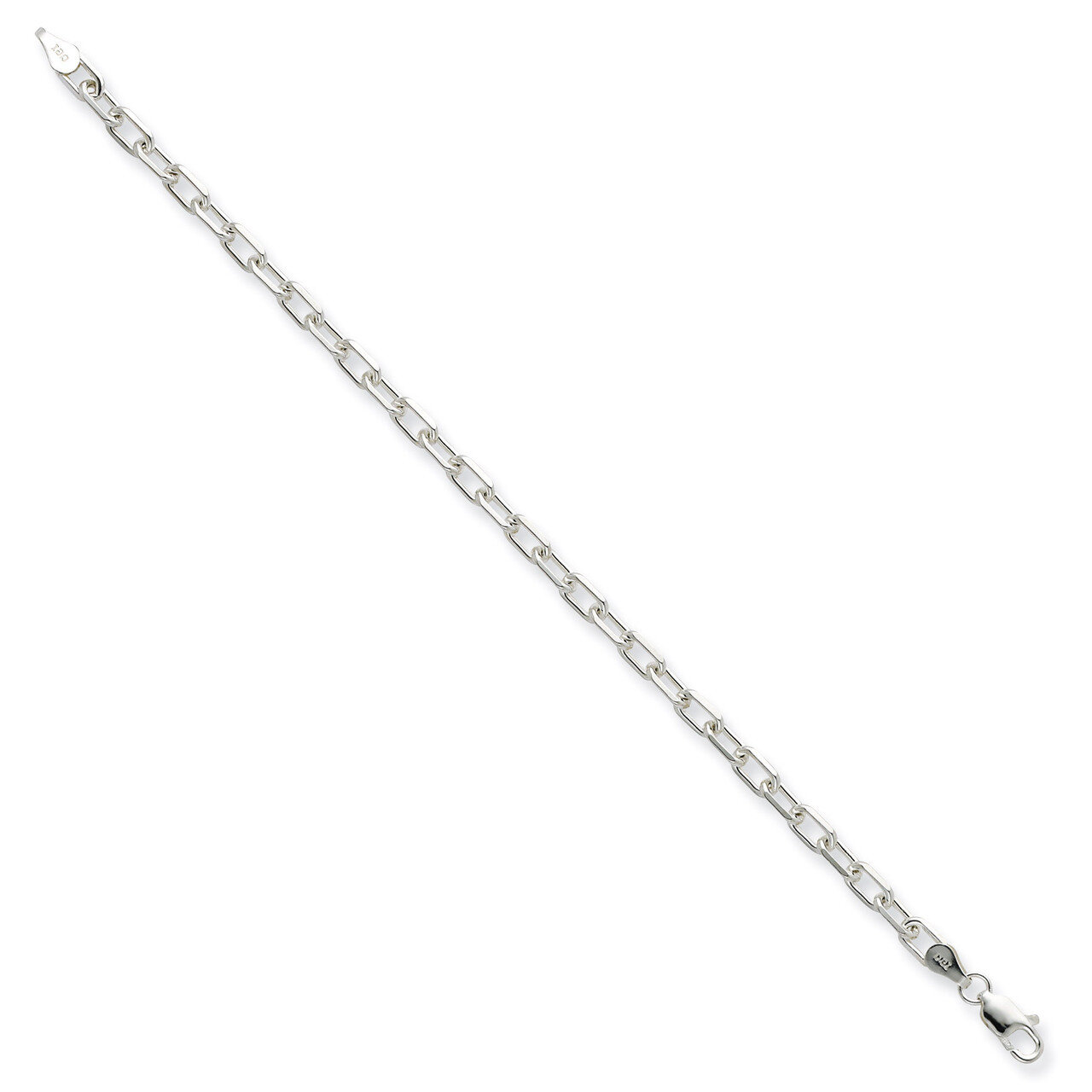 18 Inch 4.3mm Fancy Diamond-cut Open Link Cable Chain Sterling Silver QAR120-18