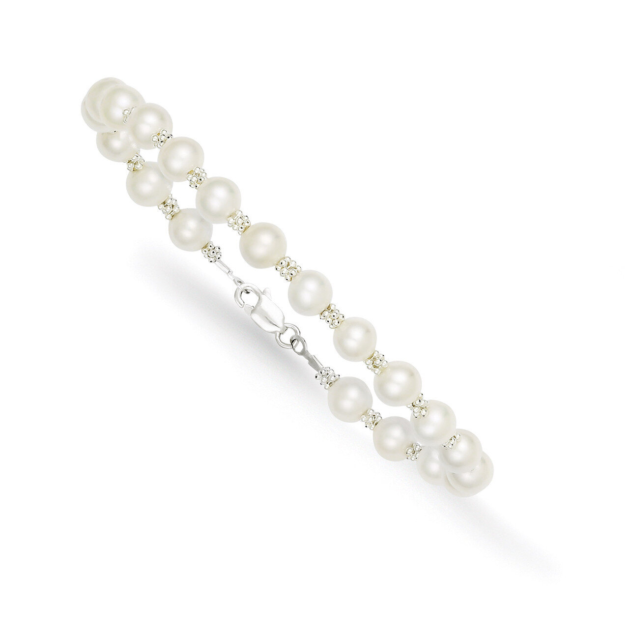 White Cultured Pearl Bracelet Sterling Silver QB250