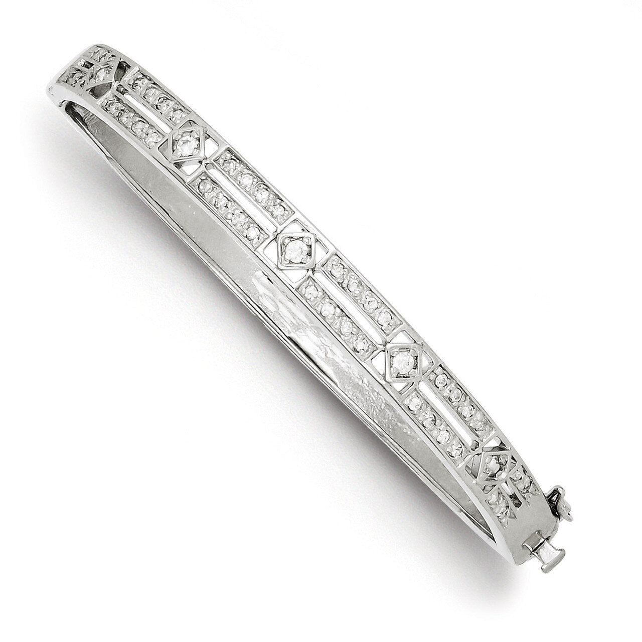 Hinged Bangle Sterling Silver Diamond QB260, MPN: QB260, 883957903484