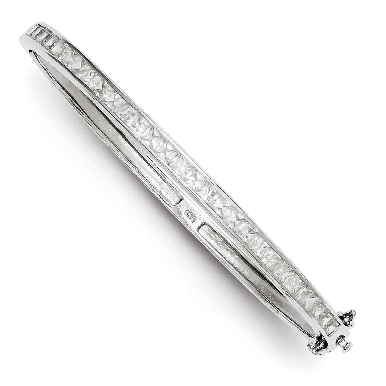 Oval Diamond Hinged Bangle Sterling Silver QB261, MPN: QB261, 883957903491