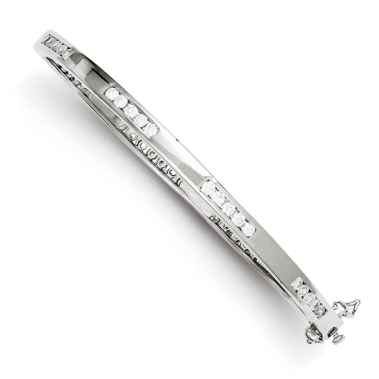 Oval Diamond Hinged Bangle Sterling Silver QB262, MPN: QB262, 883957903507