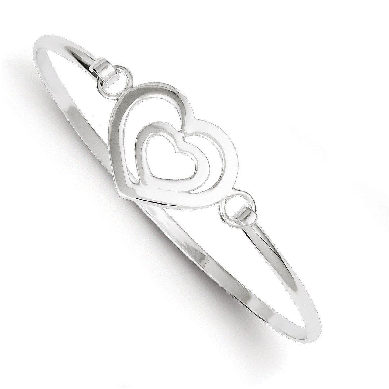 Heart within a Heart Bangle Bracelet Sterling Silver QB408