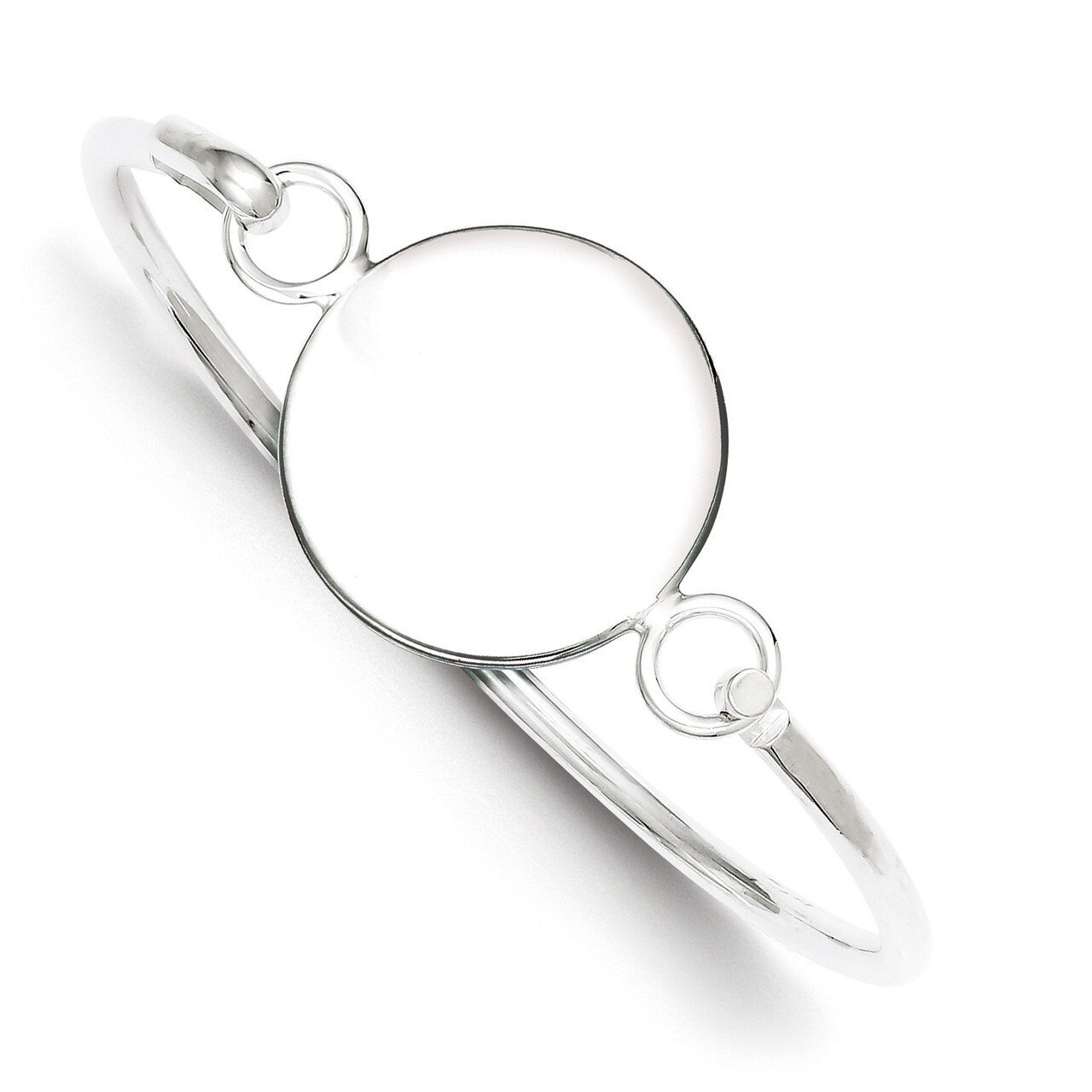 Bangle Round ID Plate Bracelet Sterling Silver QB413, MPN: QB413, 883957903699