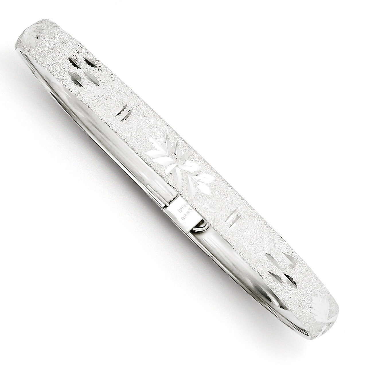 6.5mm Laser & Diamond-cut Flexible Bangle Sterling Silver QB611