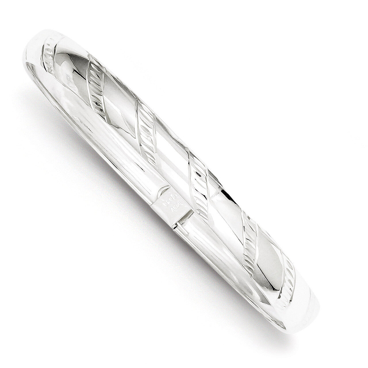 7mm Diamond-cut Flexible Bangle Sterling Silver QB615