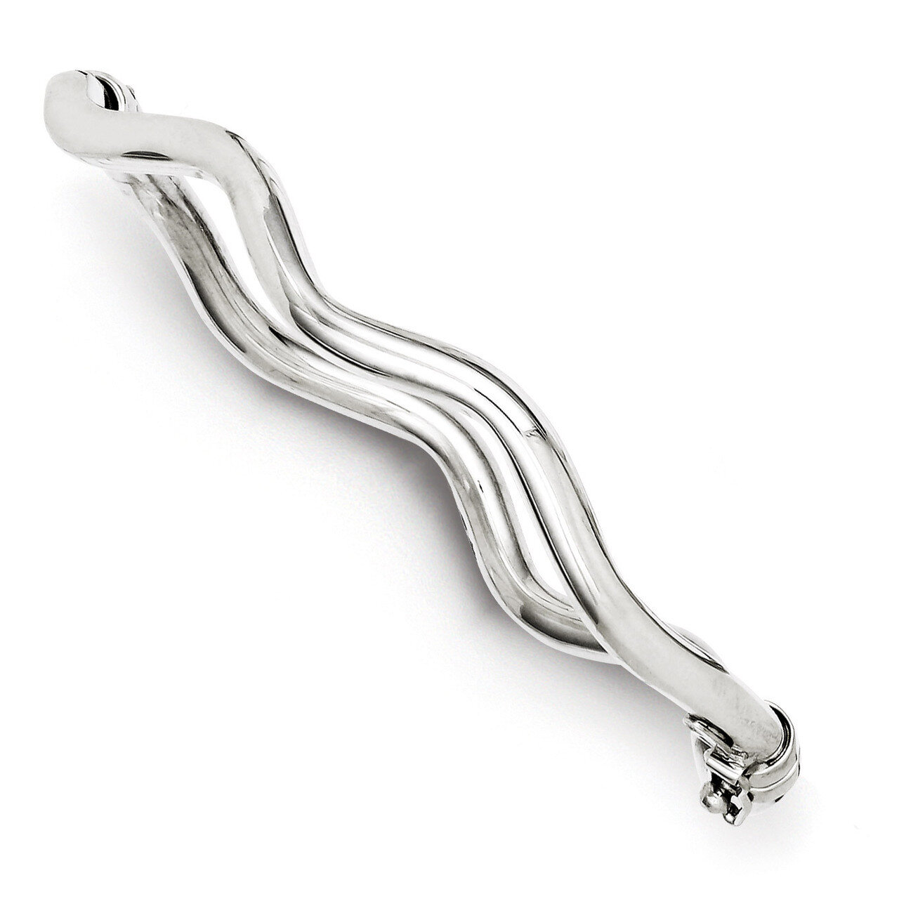 Wavy Hinged Bangle Sterling Silver Polished QB681, MPN: QB681, 886774748788