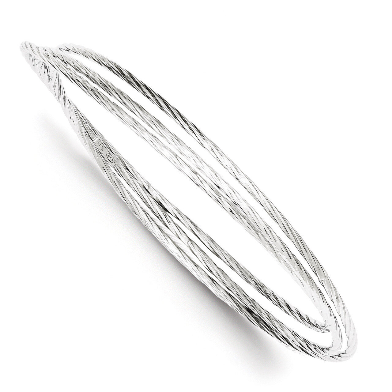 Twisted Intertwined Bangle Bracelet Sterling Silver Rhodium-plated QB702, MPN: QB702, 883957550756