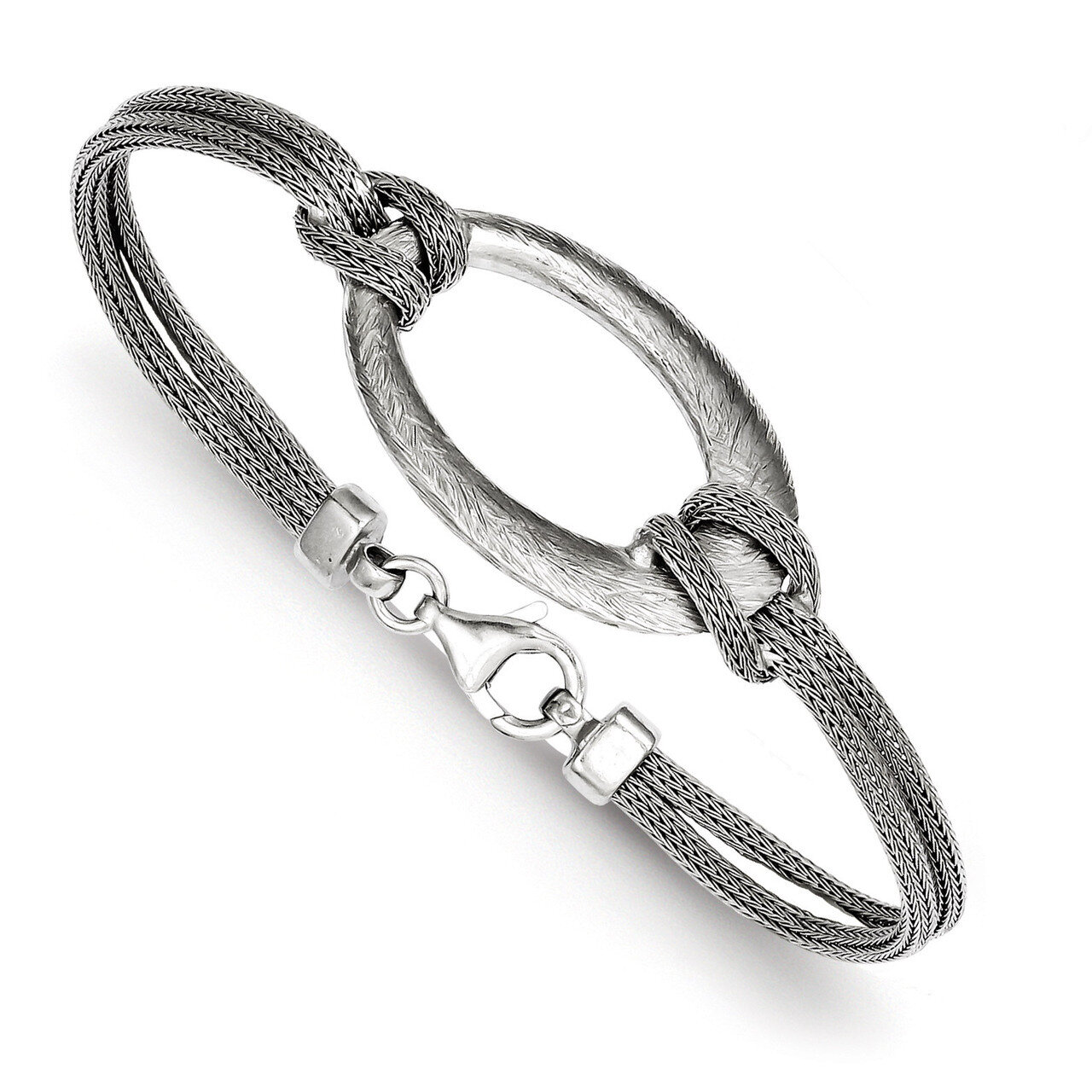 Oval Mesh Knotted Bracelet Sterling Silver Brushed QB704, MPN: QB704, 191101181009