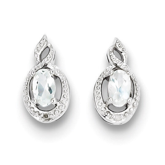 White Topaz &amp; Diamond April Earrings Sterling Silver QBE18APR, MPN: QBE18APR, 886774646114