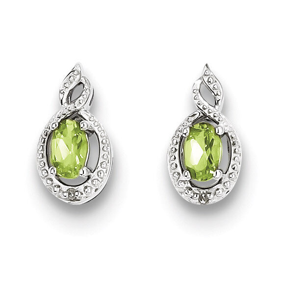 Peridot &amp; Diamond August Earrings Sterling Silver QBE18AUG, MPN: QBE18AUG, 883957518534