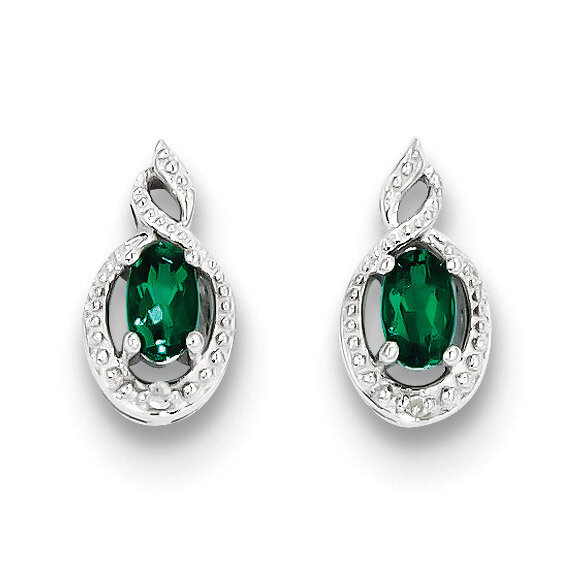 Emerald &amp; Diamond May Earrings Sterling Silver QBE18MAY, MPN: QBE18MAY, 886774646152