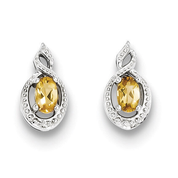 Citrine &amp; Diamond November Earrings Sterling Silver QBE18NOV, MPN: QBE18NOV, 886774646169