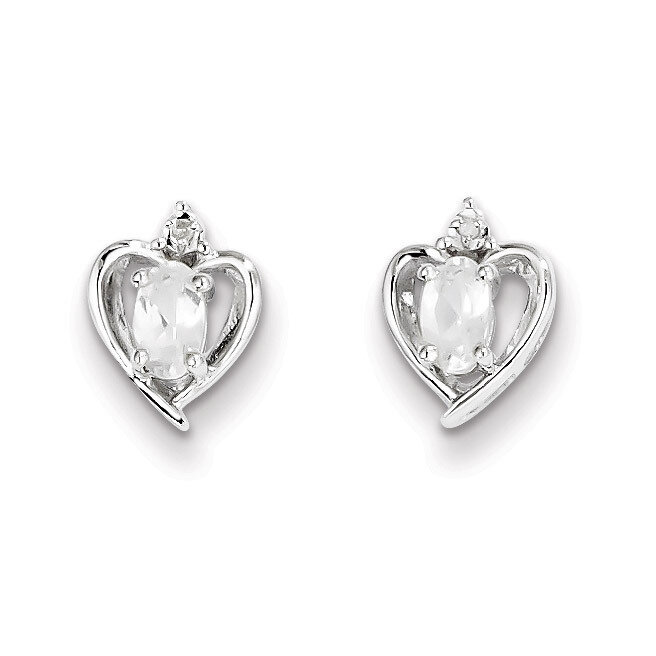 White Topaz &amp; Diamond April Earrings Sterling Silver QBE19APR, MPN: QBE19APR, 883957487861