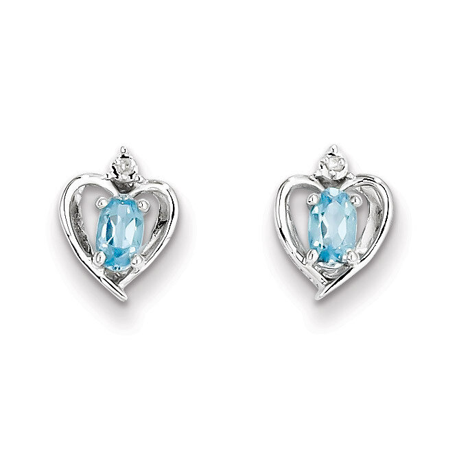 Light Swiss Blue Topaz &amp; Diamond December Earrings Sterling Silver QBE19DEC, MPN: QBE19DEC, 8839574…