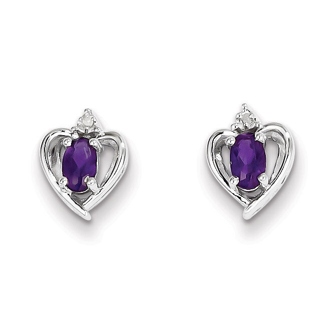 Amethyst &amp; Diamond February Earrings Sterling Silver QBE19FEB, MPN: QBE19FEB, 883957532196