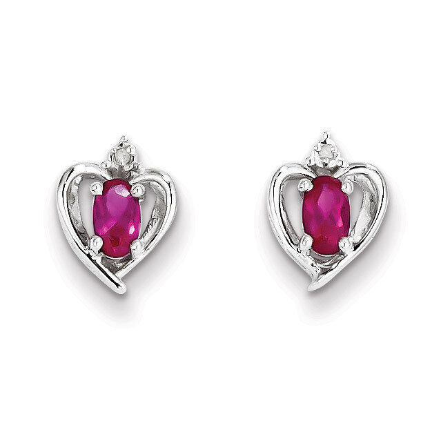 Ruby &amp; Diamond July Earrings Sterling Silver QBE19JUL, MPN: QBE19JUL, 883957495286